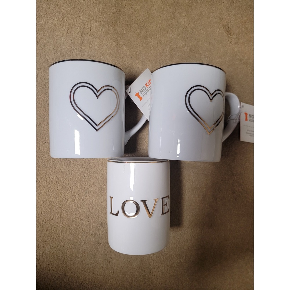 Williams Sonoma Love Heart Mugs Set of 2 + 1 Candle NO‎ KID HUNGRY Collaboration